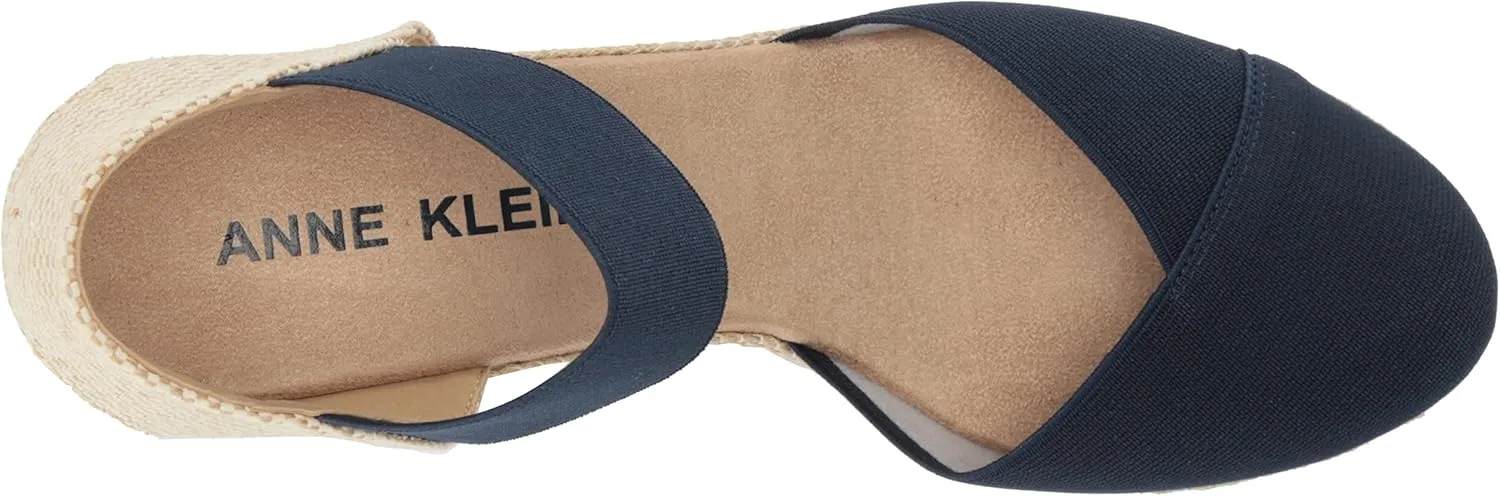 Anne Klein Womens Zoey Canvas Ankle Strap Espadrille Heels