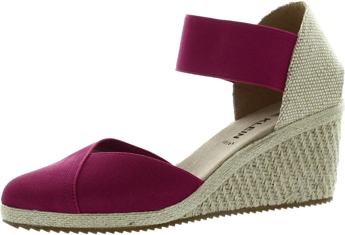 Anne Klein Womens Zoey Canvas Ankle Strap Espadrille Heels