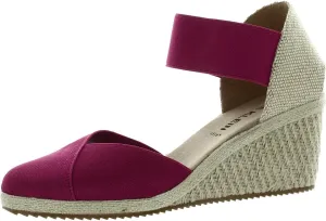 Anne Klein Womens Zoey Canvas Ankle Strap Espadrille Heels