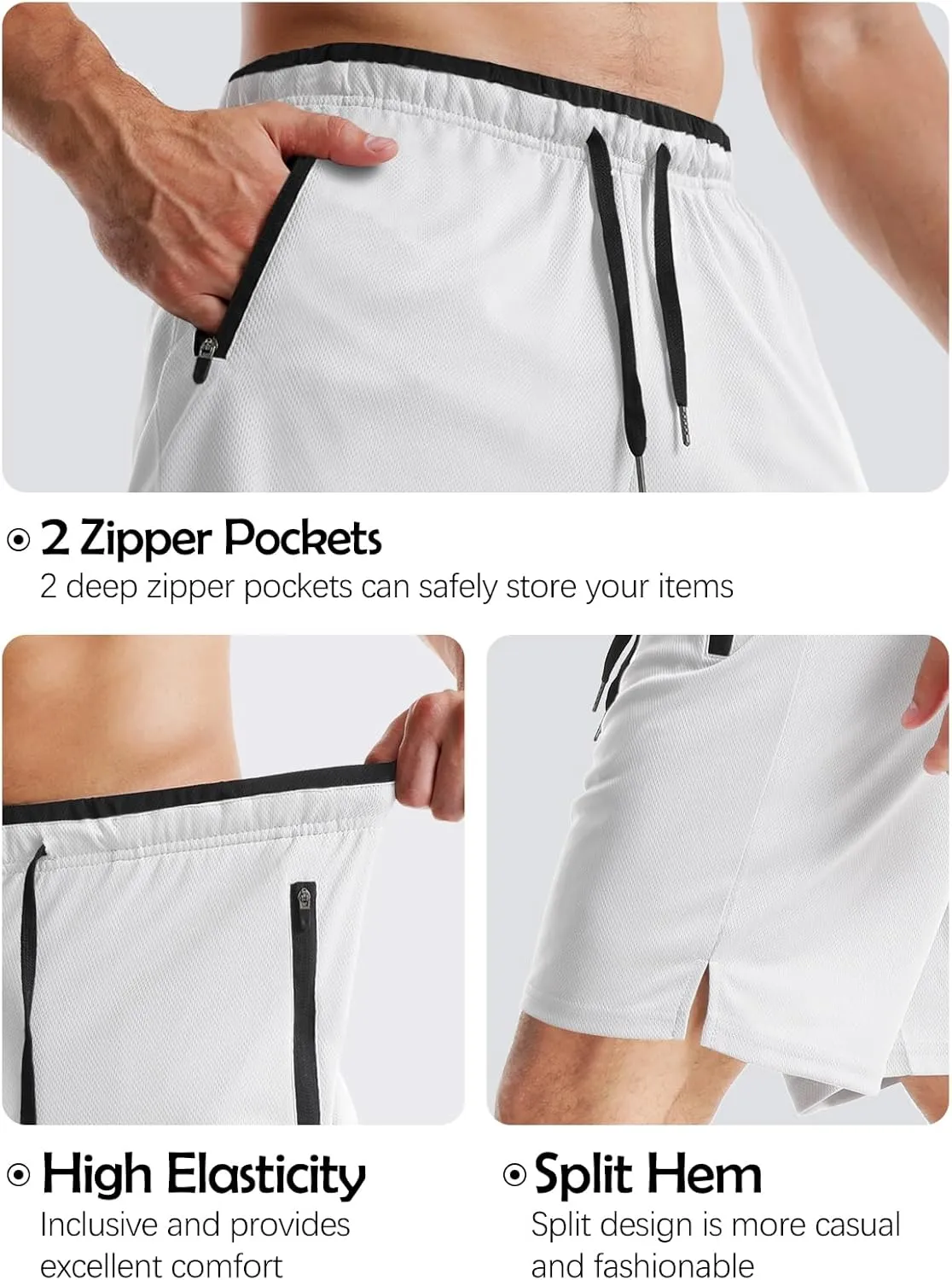 Aolesy Mens Workout Shorts 5"/7"/9" with Zip Pockets Quick Dry Lightweight Gym Athletic Shorts Linerless Running Shorts