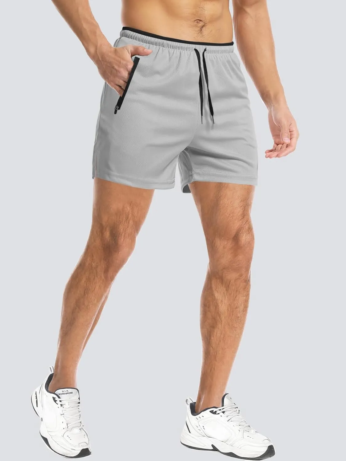 Aolesy Mens Workout Shorts 5"/7"/9" with Zip Pockets Quick Dry Lightweight Gym Athletic Shorts Linerless Running Shorts