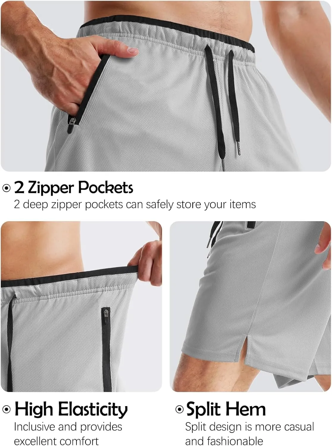 Aolesy Mens Workout Shorts 5"/7"/9" with Zip Pockets Quick Dry Lightweight Gym Athletic Shorts Linerless Running Shorts