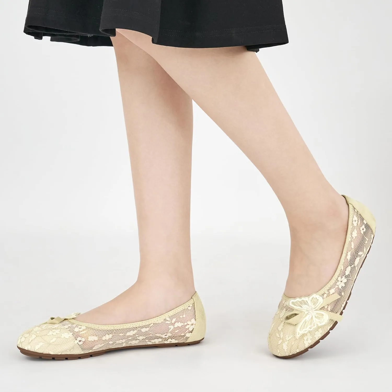 Aomigoct Ballet Flats Shoes for Women: Dress Comfortable Lace Womens Flats - Soft Casual Wedding Work Shoe