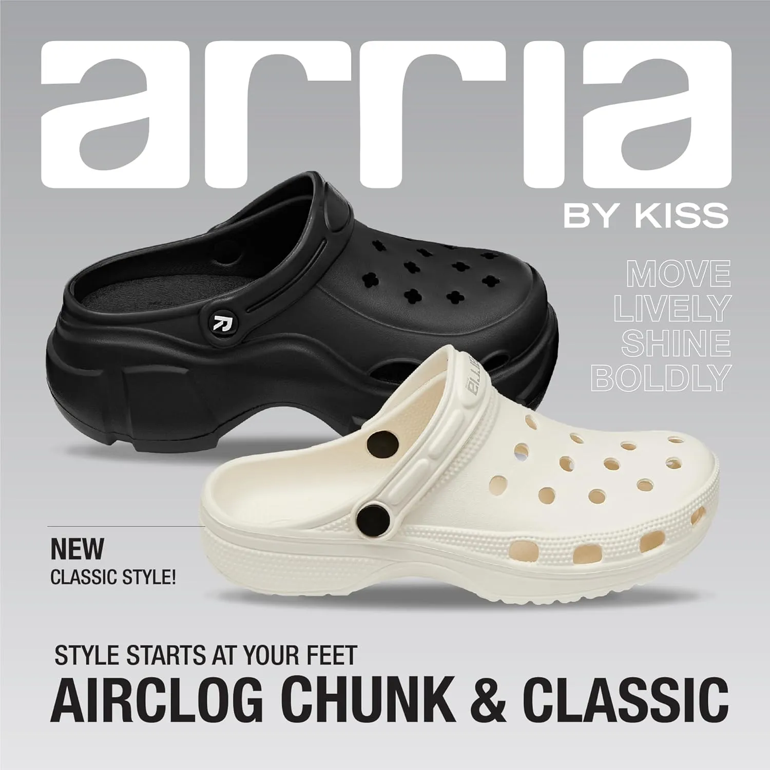 ARRIA AirClog Chunk & Classic Shoes, Unisex, Lightweight Slip-On Clogs with 360° Comfort, Breathable, Quick-Dry, Customizable Charms for Travel, Beach, Nurses, Gym & Home