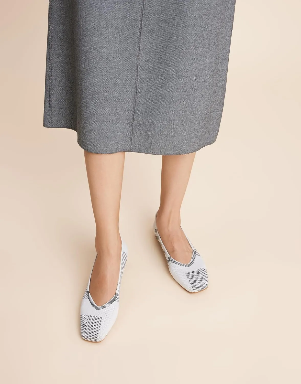 Arromic Black Flats Shoes for Women, Square Toe Ballet Flats Shoes, Washable Comfortable Knit Flats for Women, Soft Slip on Black Flats for Dressy Wedding Work Office Casual
