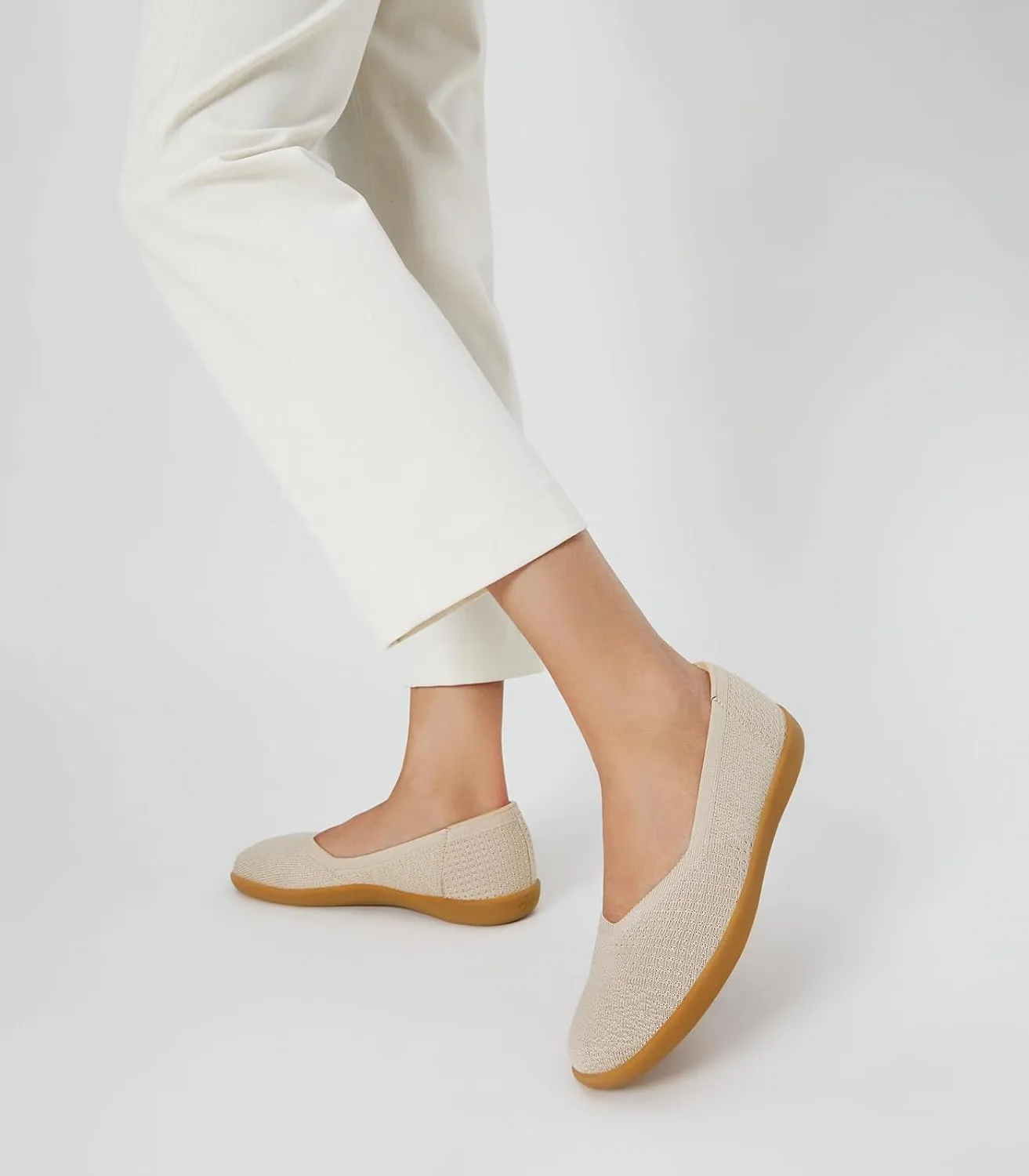 Arromic Wide Toe Box Flat Shoes Women Slip on Wide Width Flats Comfortable Ballet Flat Shoes Knit Dressy Washable Soft Walking Shoes
