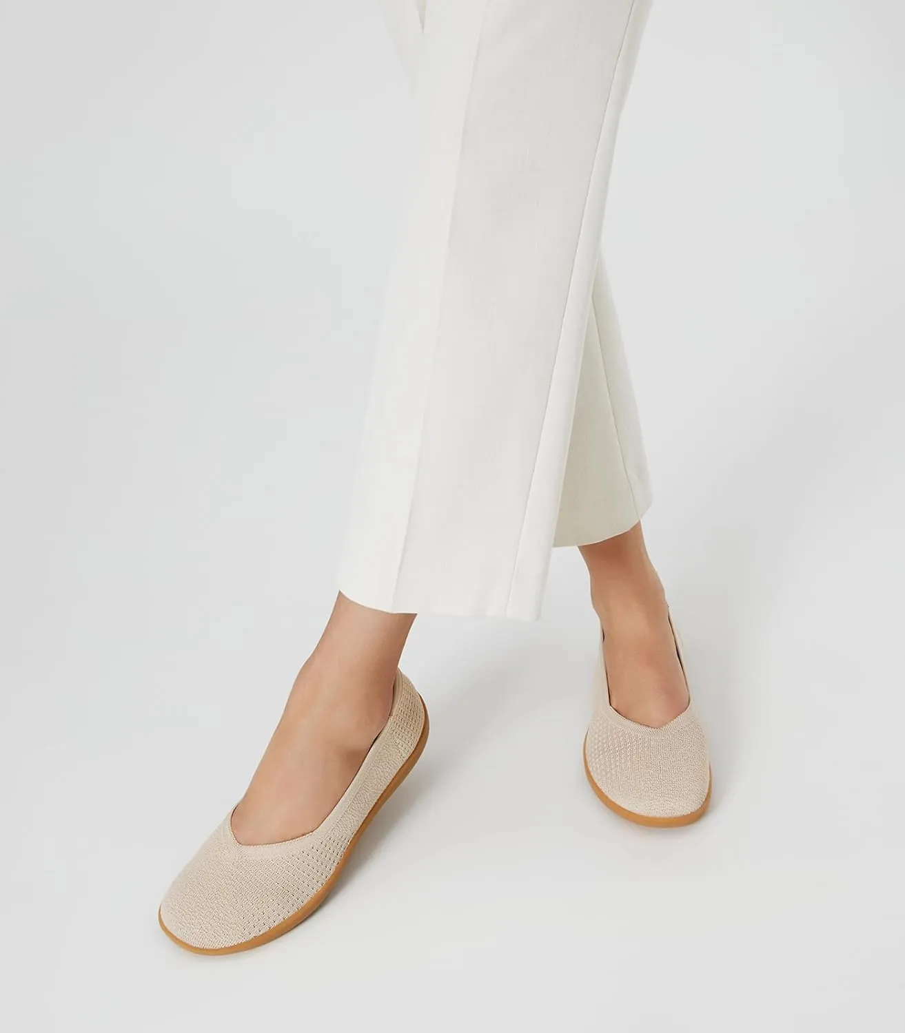 Arromic Wide Toe Box Flat Shoes Women Slip on Wide Width Flats Comfortable Ballet Flat Shoes Knit Dressy Washable Soft Walking Shoes