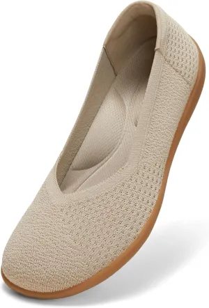 Arromic Wide Toe Box Flat Shoes Women Slip on Wide Width Flats Comfortable Ballet Flat Shoes Knit Dressy Washable Soft Walking Shoes