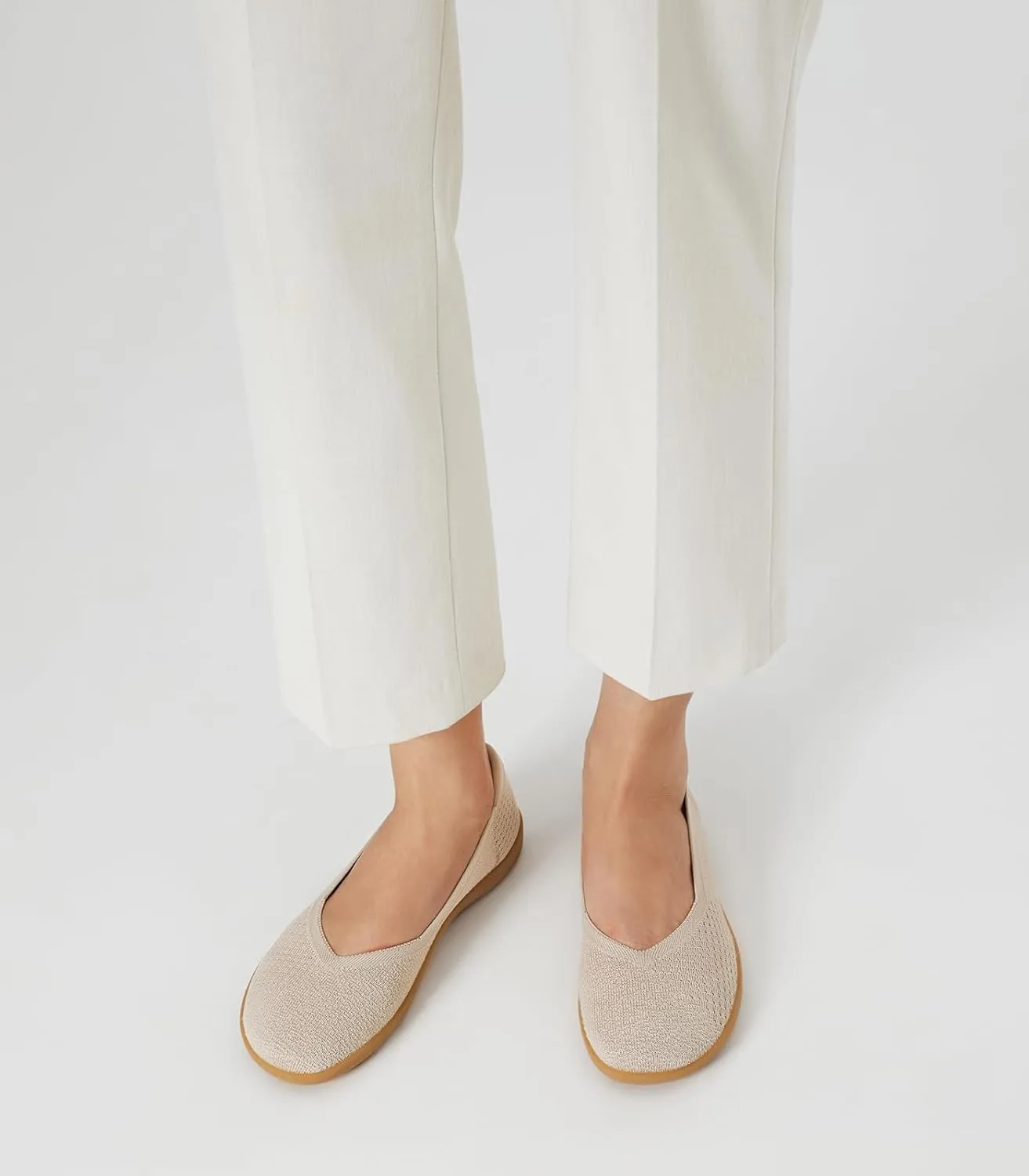 Arromic Wide Toe Box Flat Shoes Women Slip on Wide Width Flats Comfortable Ballet Flat Shoes Knit Dressy Washable Soft Walking Shoes