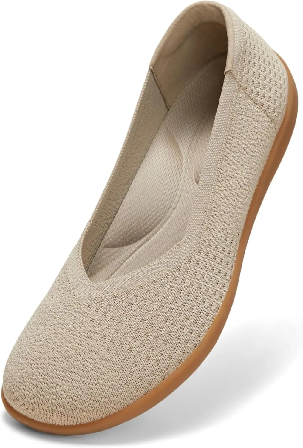 Arromic Wide Toe Box Flat Shoes Women Slip on Wide Width Flats Comfortable Ballet Flat Shoes Knit Dressy Washable Soft Walking Shoes