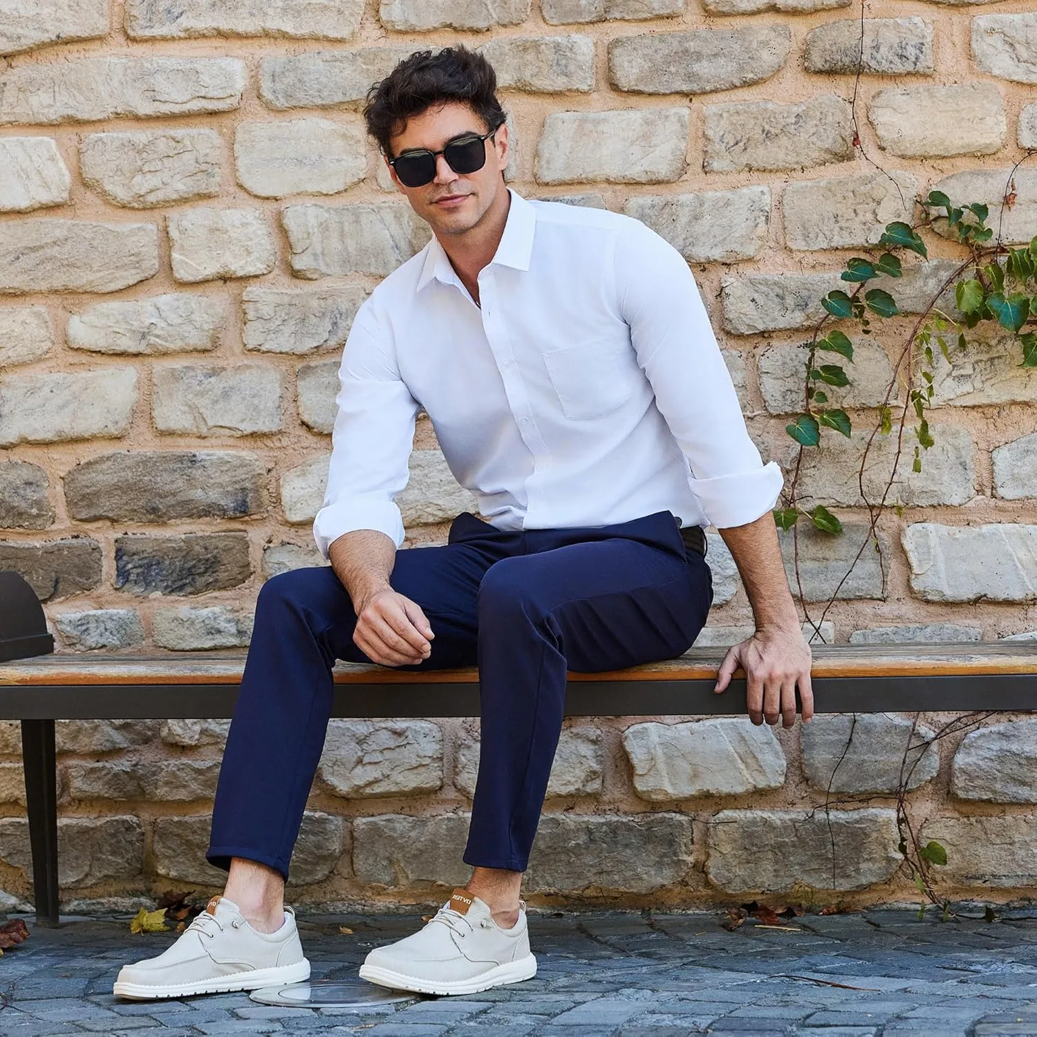 ASITVO Mens Wide Canvas Loafers Slip on Big Size Walking Shoes Width Toe Box Casual Dress Shoes
