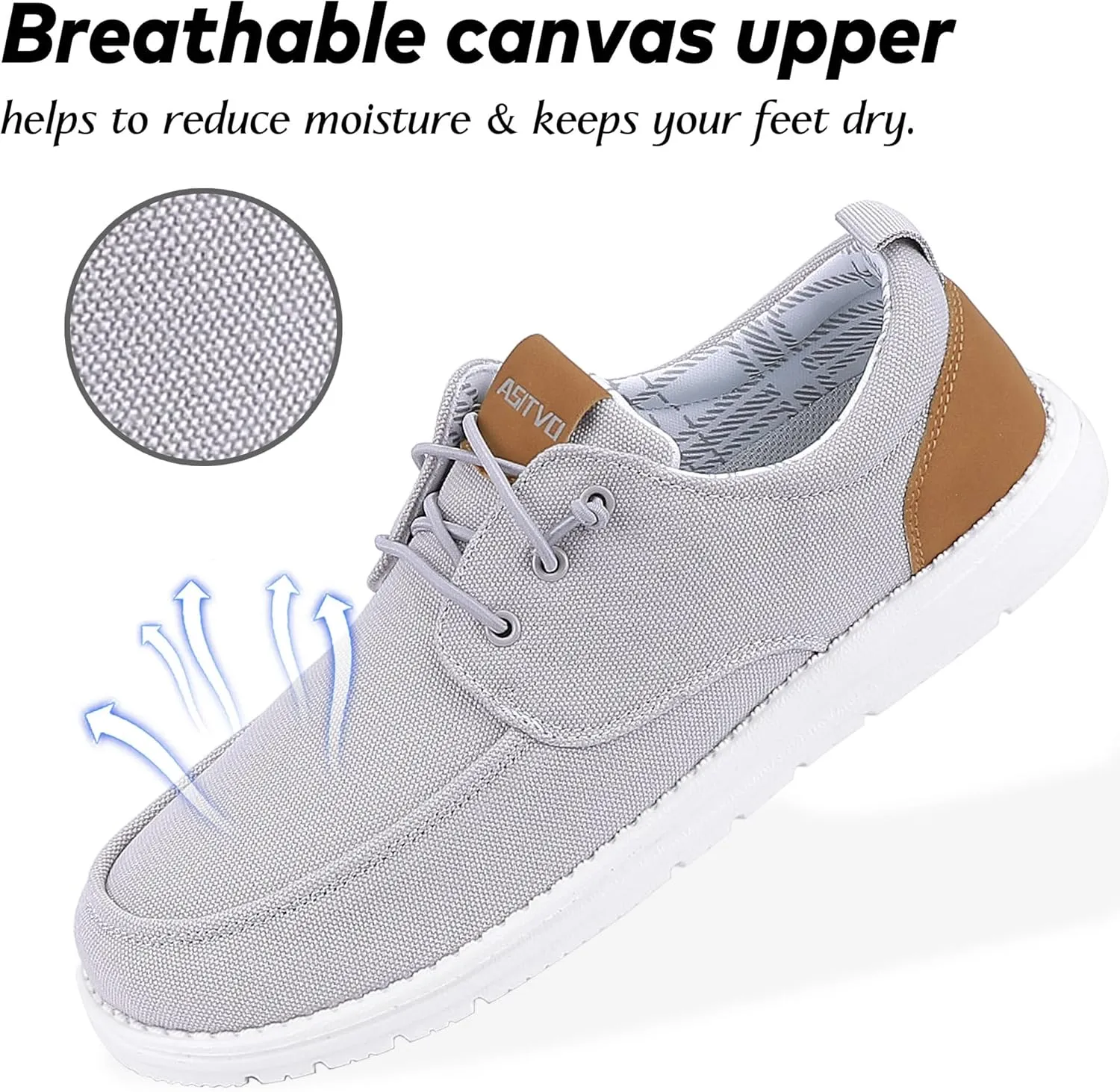 ASITVO Mens Wide Canvas Loafers Slip on Big Size Walking Shoes Width Toe Box Casual Dress Shoes
