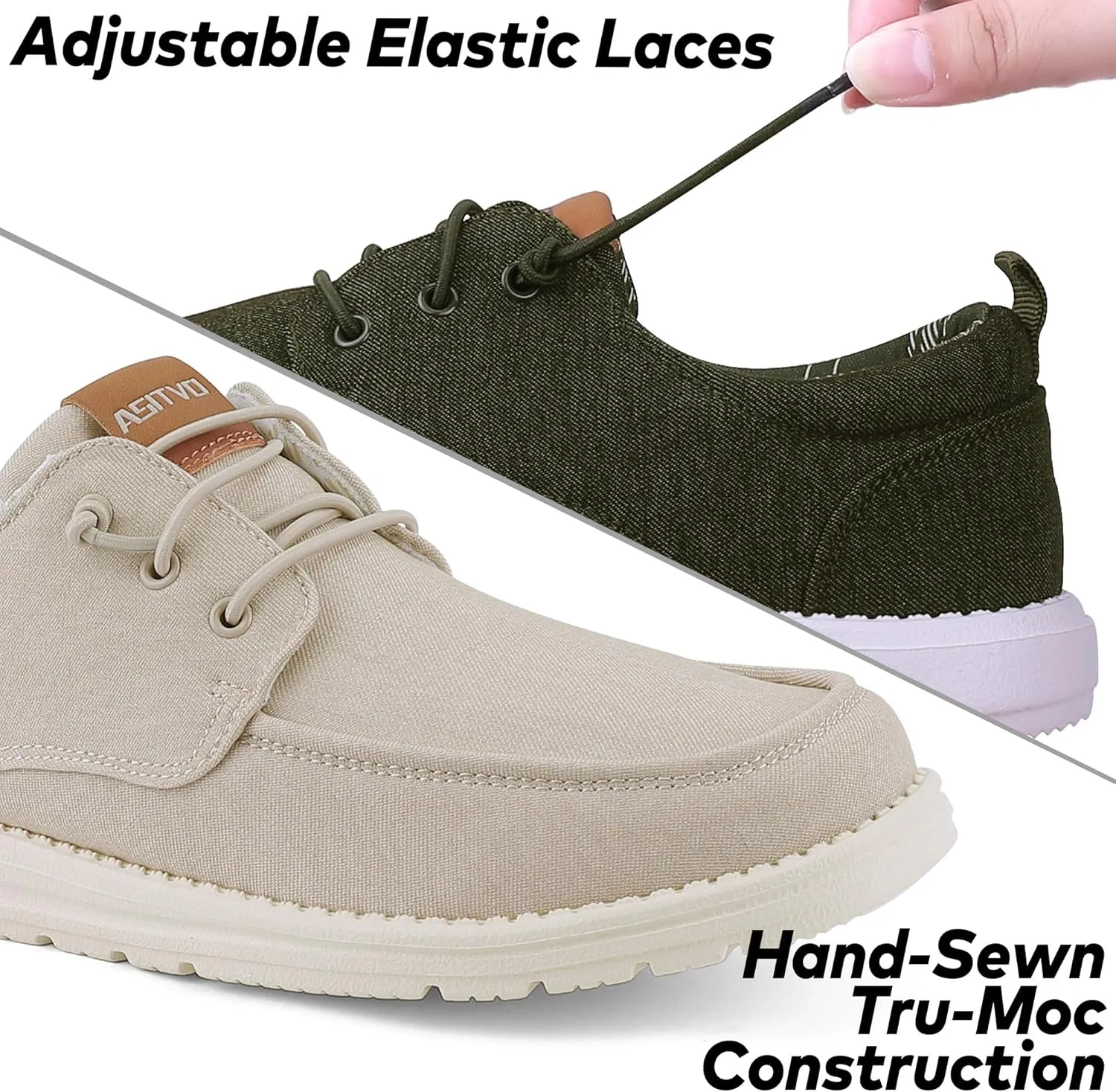 ASITVO Mens Wide Canvas Loafers Slip on Big Size Walking Shoes Width Toe Box Casual Dress Shoes