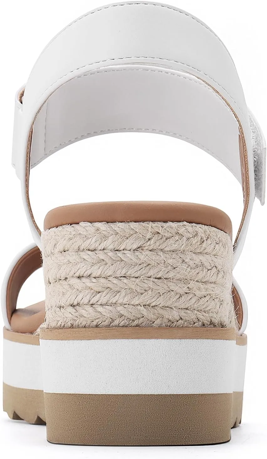 Athlefit Platform Sandals Women Espadrille Wedge Comfortable Ankle Strap Open Toe Sandals for Walking