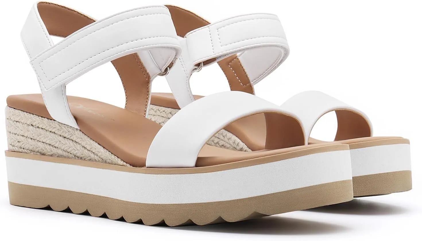 Athlefit Platform Sandals Women Espadrille Wedge Comfortable Ankle Strap Open Toe Sandals for Walking