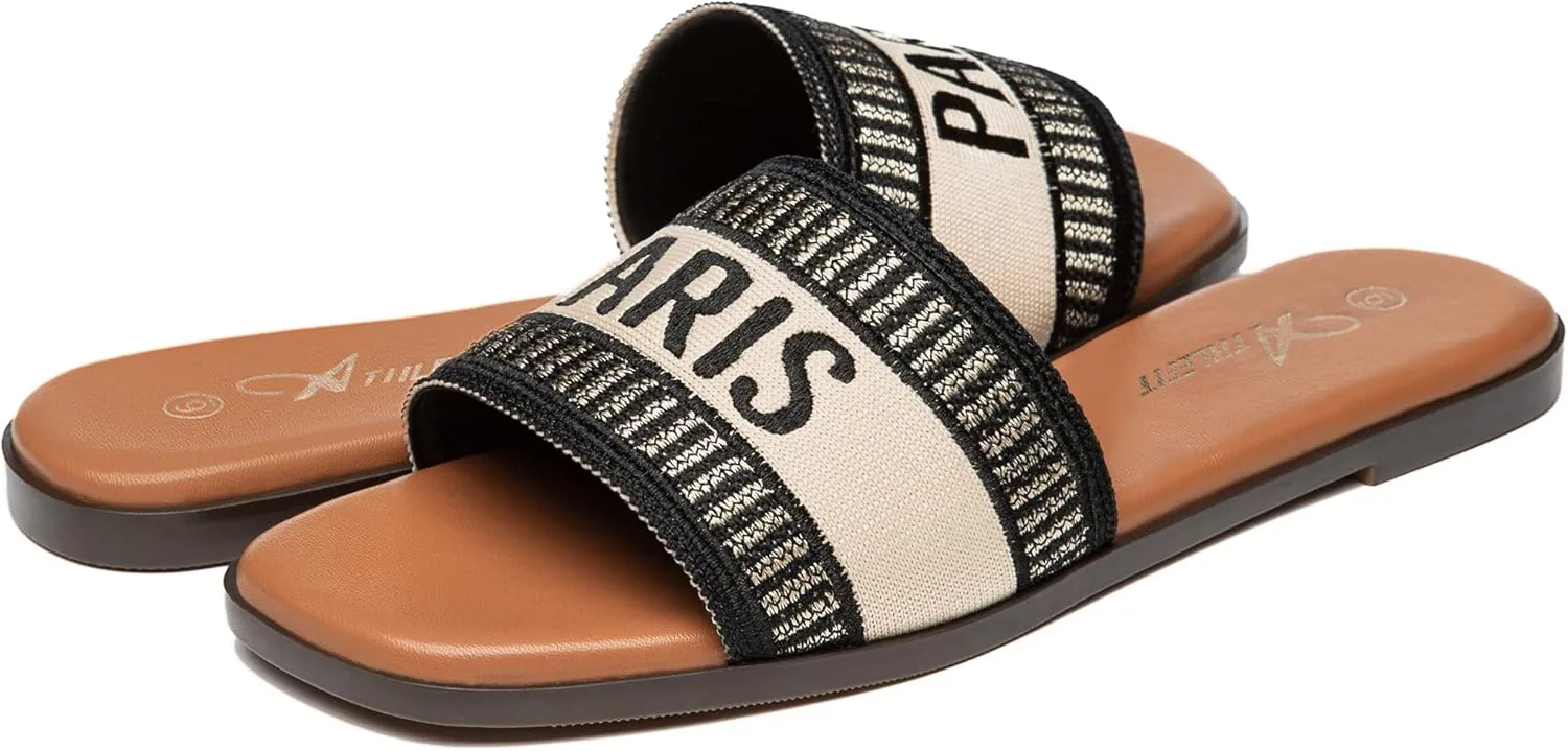 Athlefit Women's Flat Sandals Comfortable Slide Sandals Dressy Summer 2025