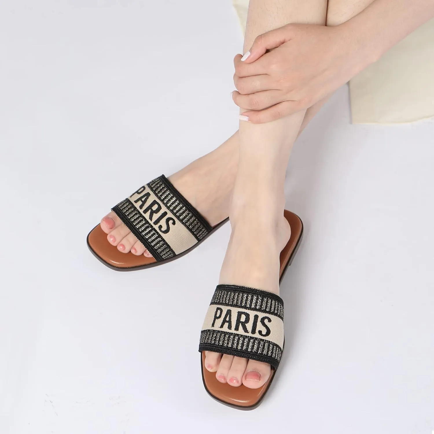 Athlefit Women's Flat Sandals Comfortable Slide Sandals Dressy Summer 2025