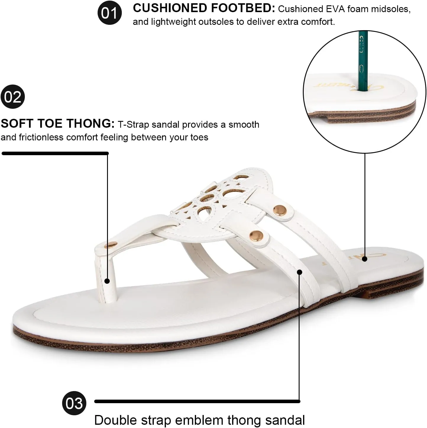 Athlefit Womens Flat Sandals Flip Flops Casual Slip on Comfortable Thong Beach Sandal for Women Dressy