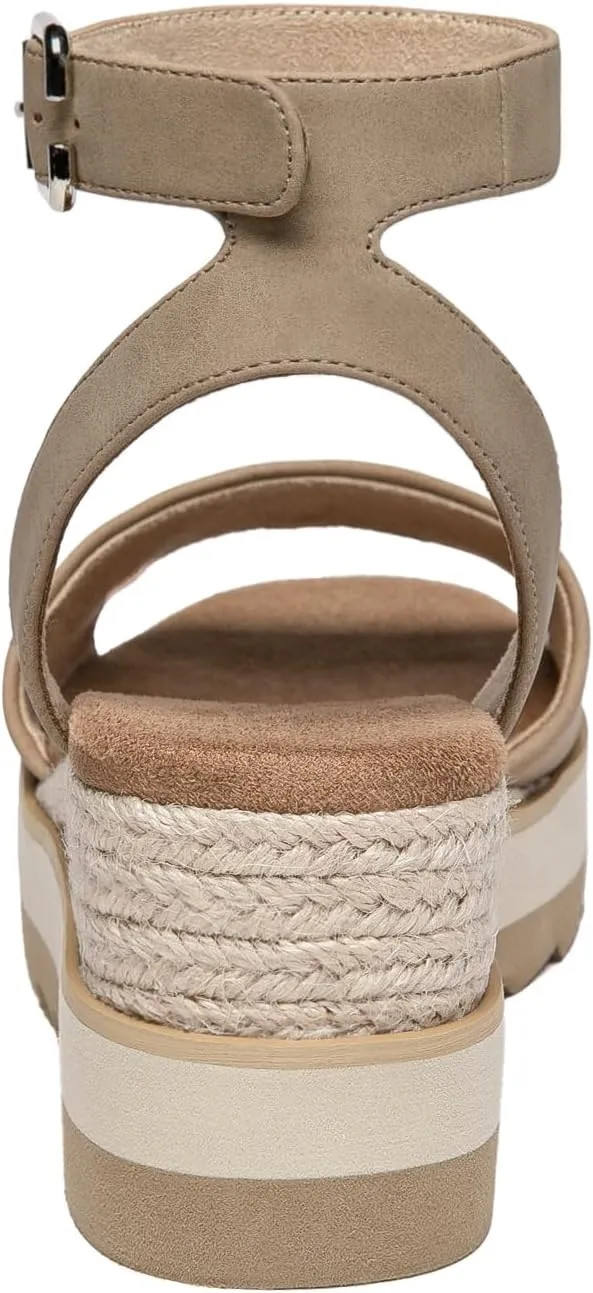Athlefit Women's Platform Sandals Buckle Ankle Strap Open Toe Espadrille Wedge Sandals