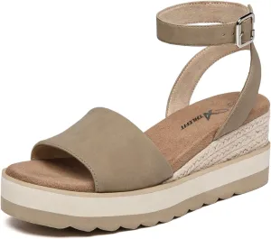 Athlefit Women's Platform Sandals Buckle Ankle Strap Open Toe Espadrille Wedge Sandals