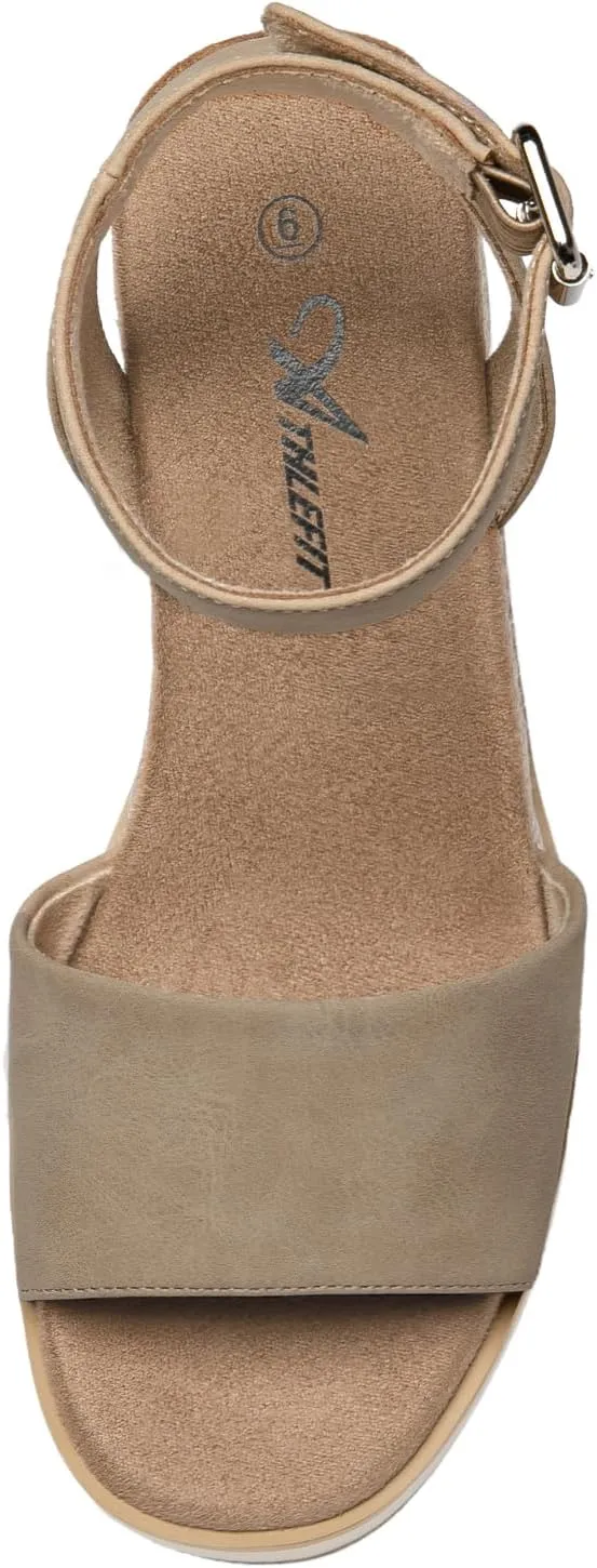 Athlefit Women's Platform Sandals Buckle Ankle Strap Open Toe Espadrille Wedge Sandals