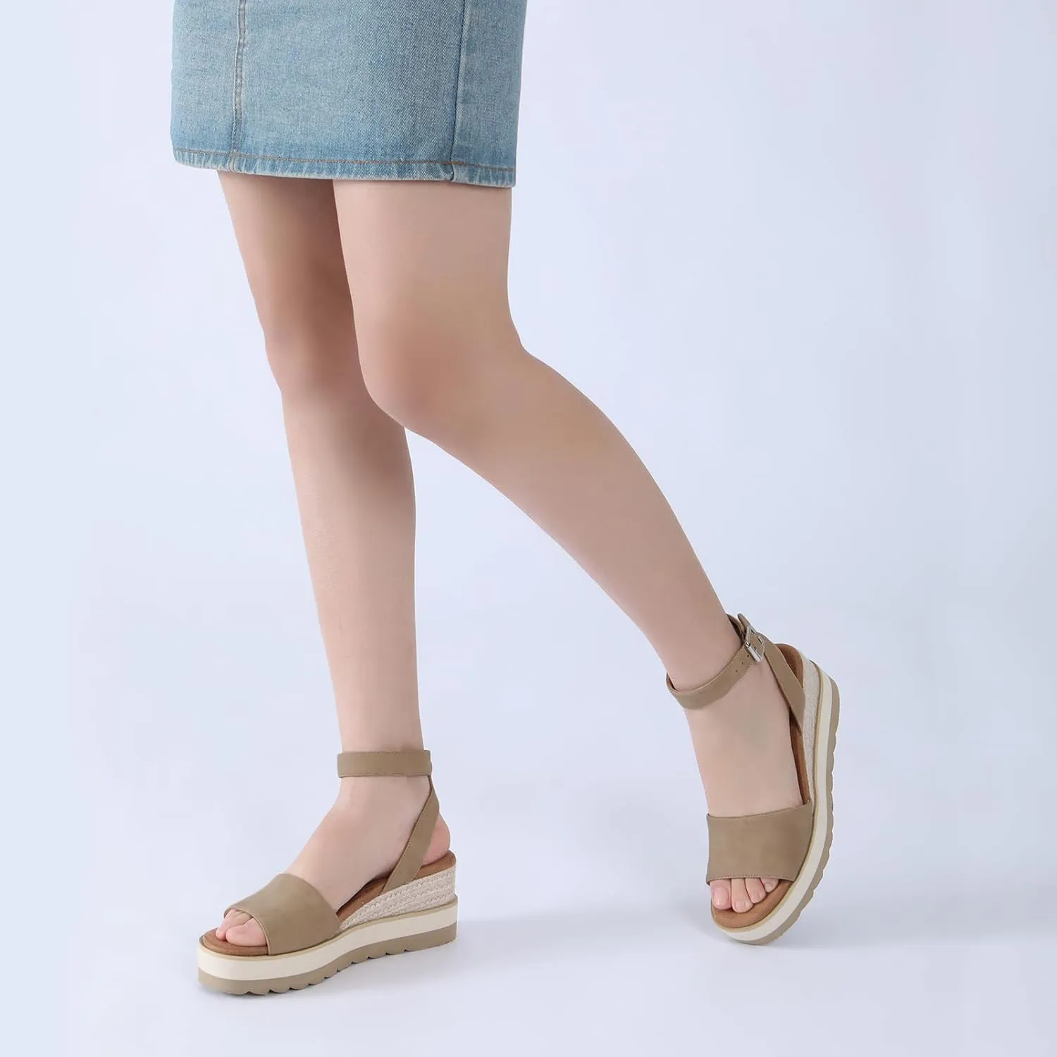 Athlefit Women's Platform Sandals Buckle Ankle Strap Open Toe Espadrille Wedge Sandals