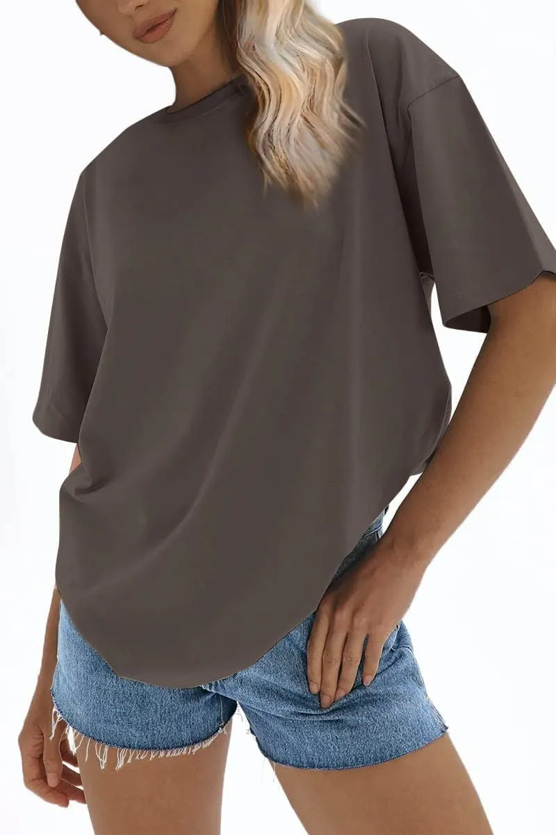 ATHMILE Womens Oversized T Shirts Loose Fit Crewneck Short Sleeve Tops Summer Casual Blouse 2025 Y2K Basic Tee Beach