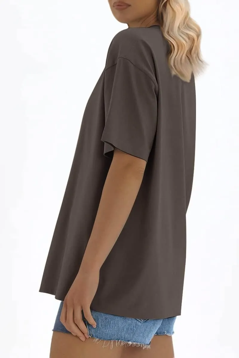 ATHMILE Womens Oversized T Shirts Loose Fit Crewneck Short Sleeve Tops Summer Casual Blouse 2025 Y2K Basic Tee Beach