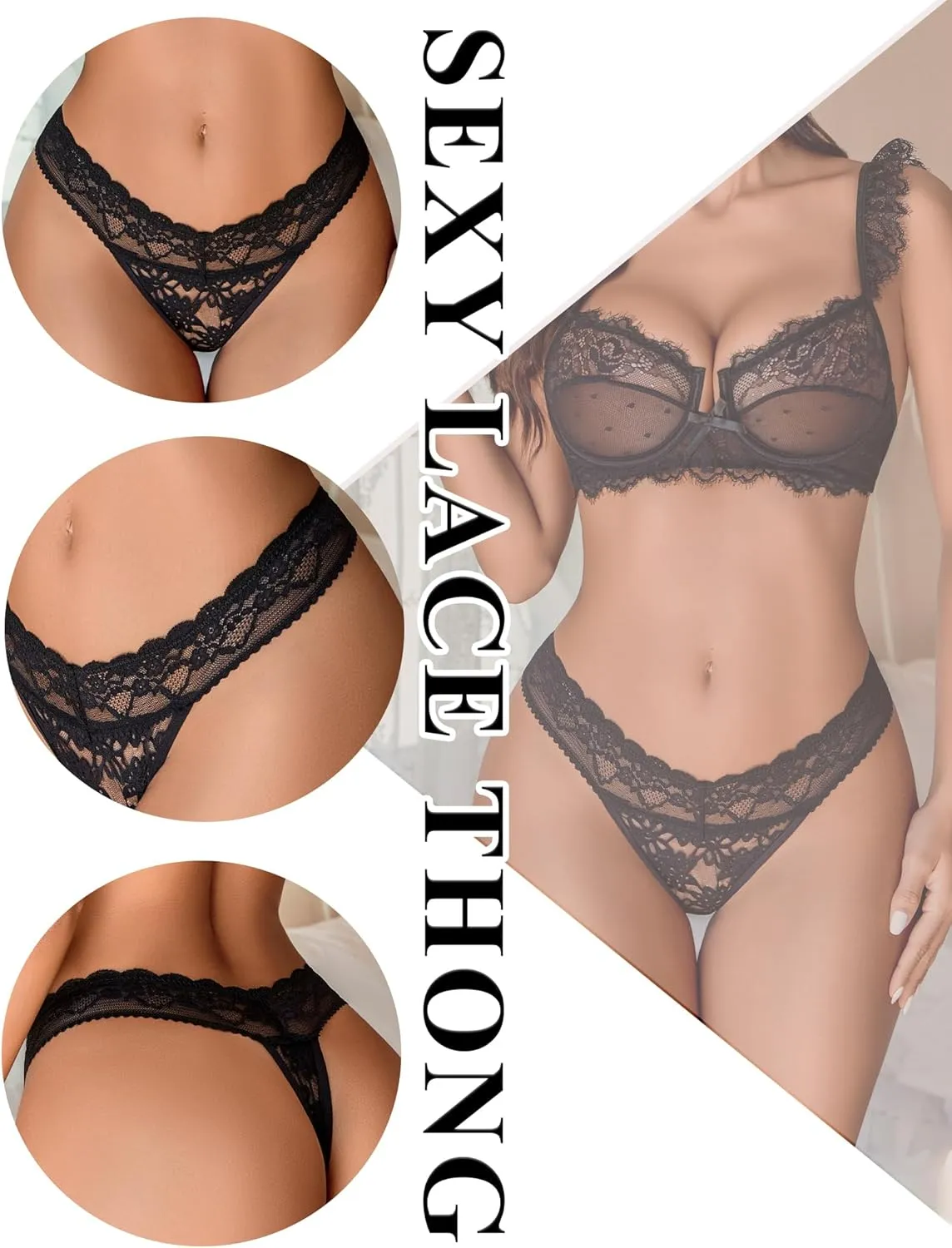 Avidlove Thongs for Women Lace Sexy Panties Low Waist Brazilian Underwear