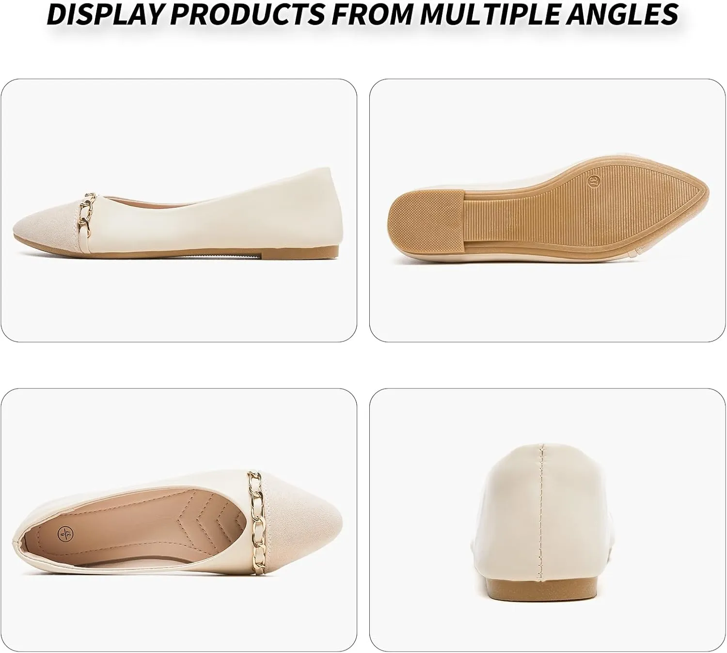 BABUDOG Women's Black Flats Shoes,White Dress Shoes for Women,Crimping Faux Suede Ballet Flats Comfortable