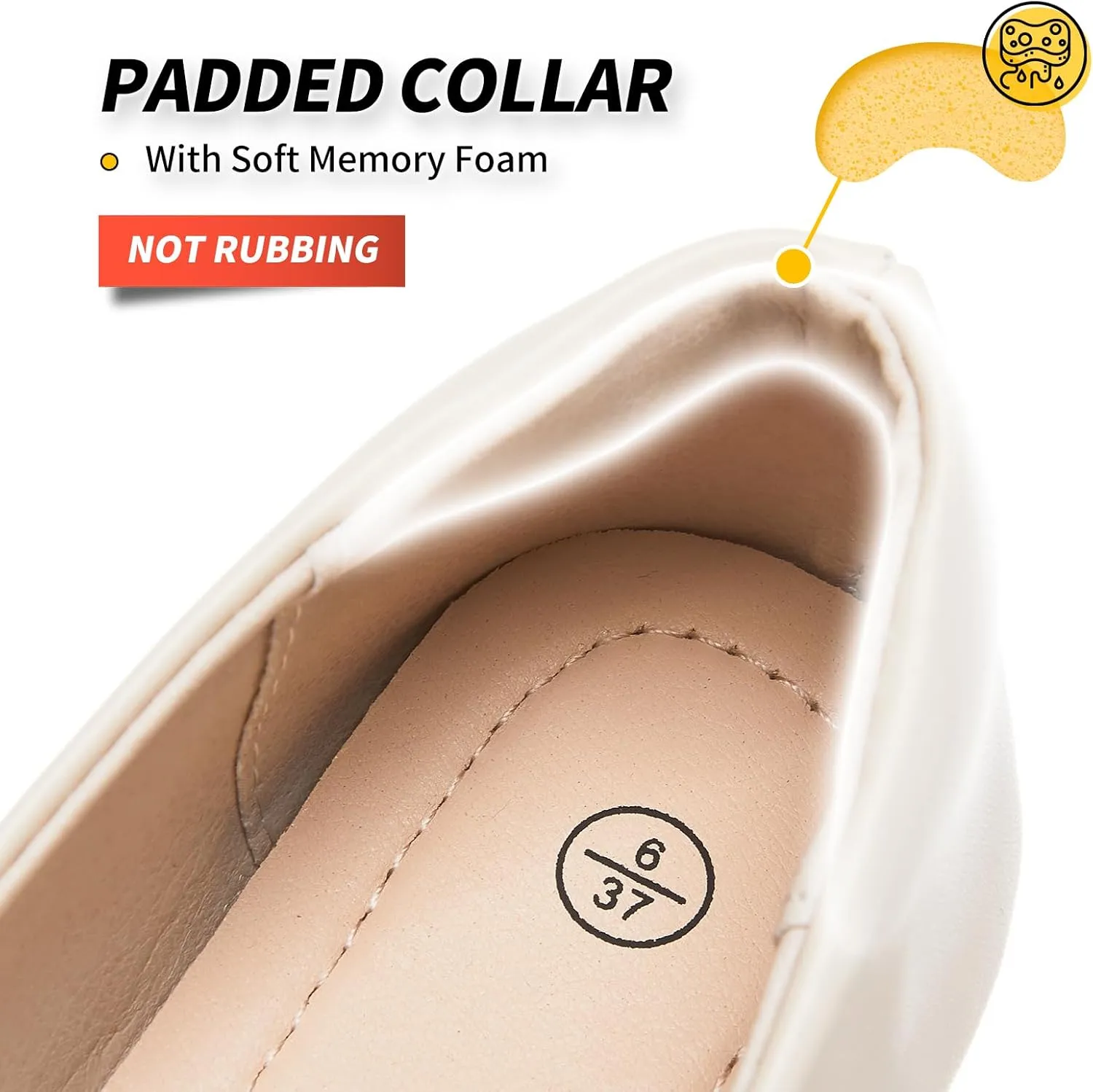 BABUDOG Women's Black Flats Shoes,White Dress Shoes for Women,Crimping Faux Suede Ballet Flats Comfortable