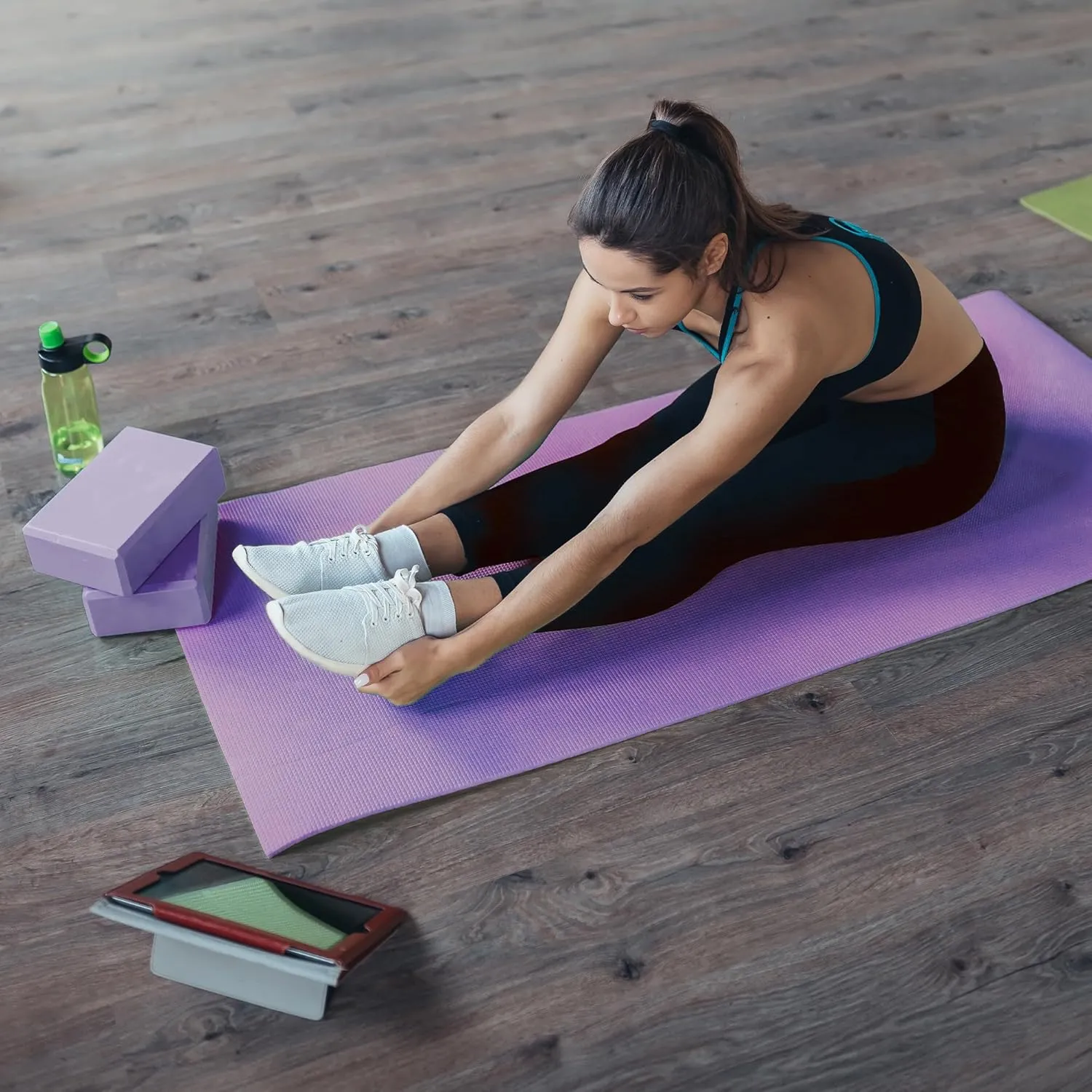 BalanceFrom 7-Piece Set - Include Yoga Mat with Carrying Strap, 2 Yoga Blocks, Yoga Mat Towel, Yoga Hand Towel, Yoga Strap and Yoga Knee Pad, Multiple Colors
