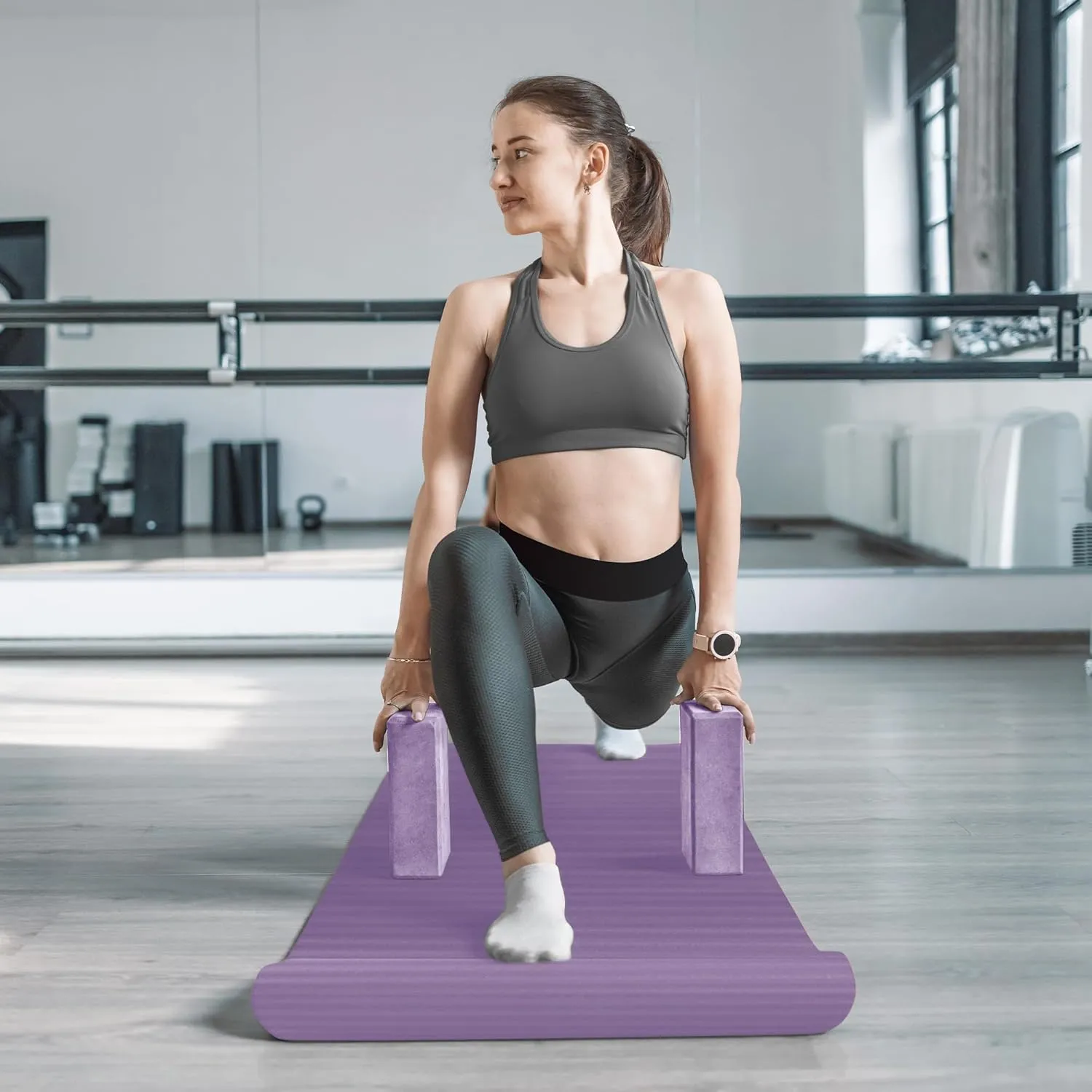 BalanceFrom 7-Piece Set - Include Yoga Mat with Carrying Strap, 2 Yoga Blocks, Yoga Mat Towel, Yoga Hand Towel, Yoga Strap and Yoga Knee Pad, Multiple Colors