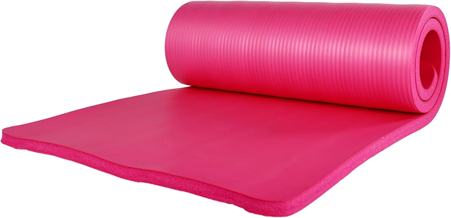 BalanceFrom Fitness 7-Piece Home Gym Yoga Set with 1-Inch Thick Yoga Mat, 2 Yoga Blocks, Mat Towel, Hand Towel, Stretch Strap & Knee Pad, Blue