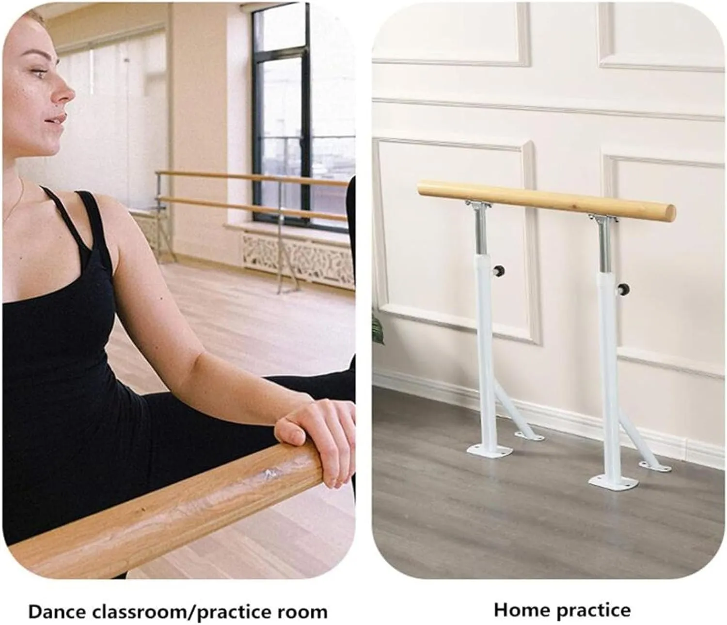 Ballet Barre,Double Freestanding Barre Exercise Equipment Portable Ballet Bar, Fitness Dance Bar for Stretch, Ballet & Workout (White 150cm)