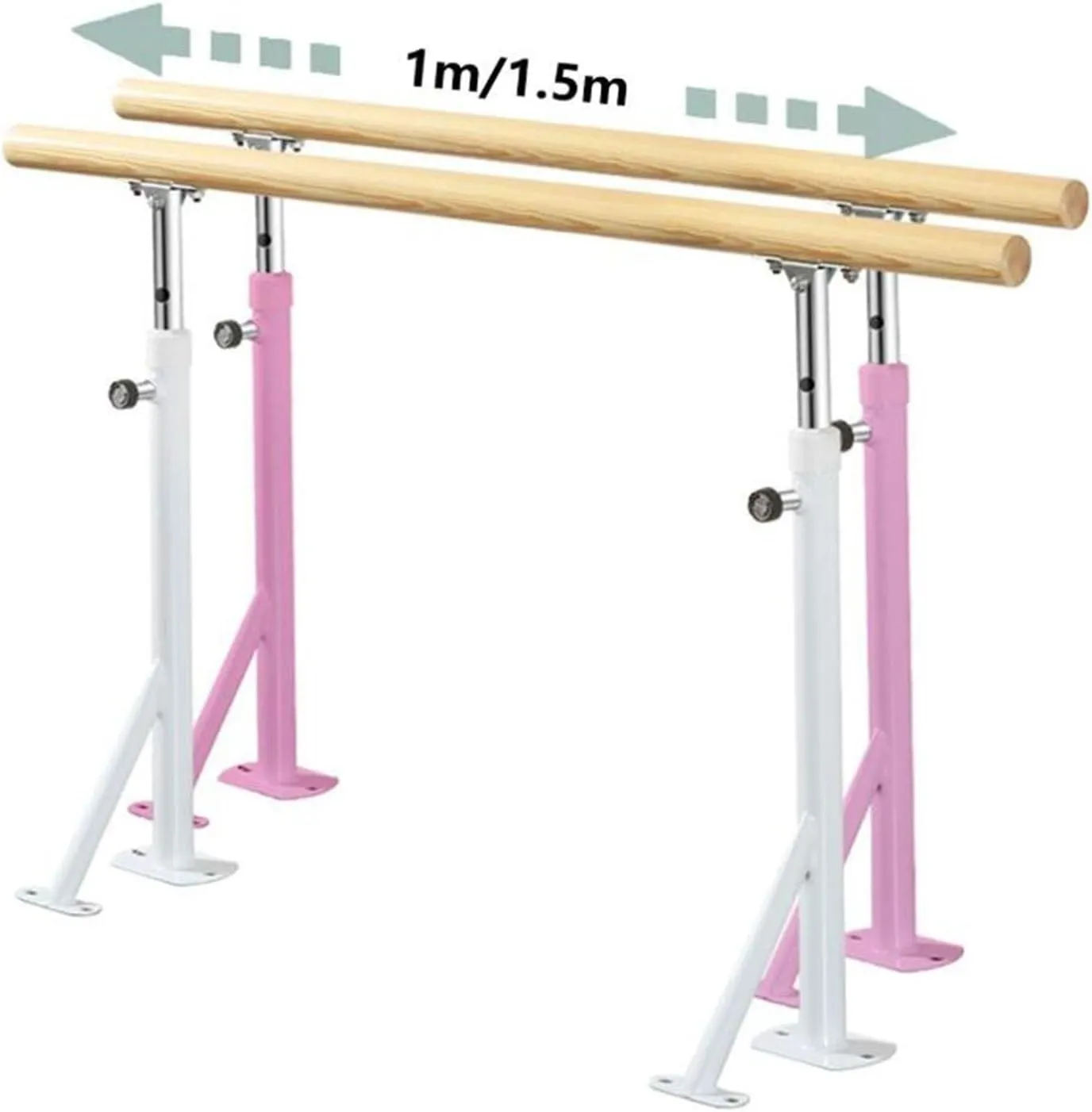 Ballet Barre,Double Freestanding Barre Exercise Equipment Portable Ballet Bar, Fitness Dance Bar for Stretch, Ballet & Workout (White 150cm)