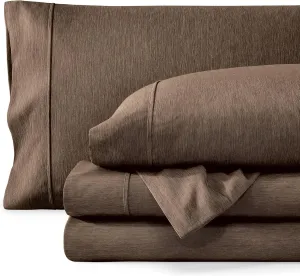 Bare Home Queen Sheet Set - Luxury 1800 Ultra-Soft Microfiber Bed Sheets - Double Brushed - Deep Pockets - Easy Fit - 4 Piece Set - Bedding Sheets & Pillowcases (Queen, Heathered Taupe)