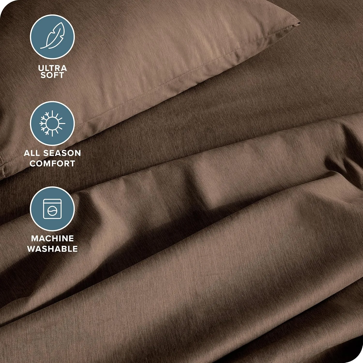 Bare Home Queen Sheet Set - Luxury 1800 Ultra-Soft Microfiber Bed Sheets - Double Brushed - Deep Pockets - Easy Fit - 4 Piece Set - Bedding Sheets & Pillowcases (Queen, Heathered Taupe)