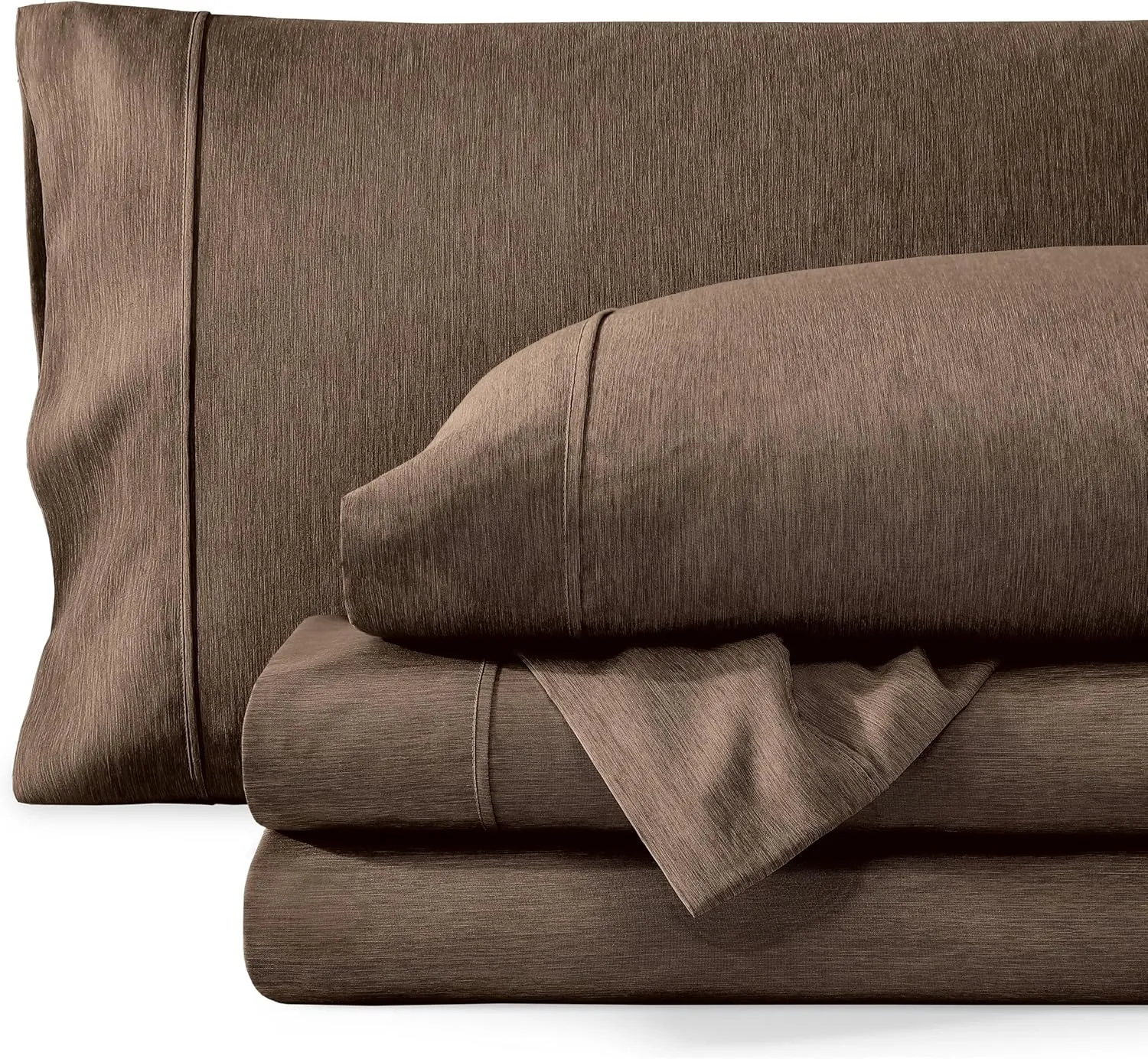Bare Home Queen Sheet Set - Luxury 1800 Ultra-Soft Microfiber Bed Sheets - Double Brushed - Deep Pockets - Easy Fit - 4 Piece Set - Bedding Sheets & Pillowcases (Queen, Heathered Taupe)