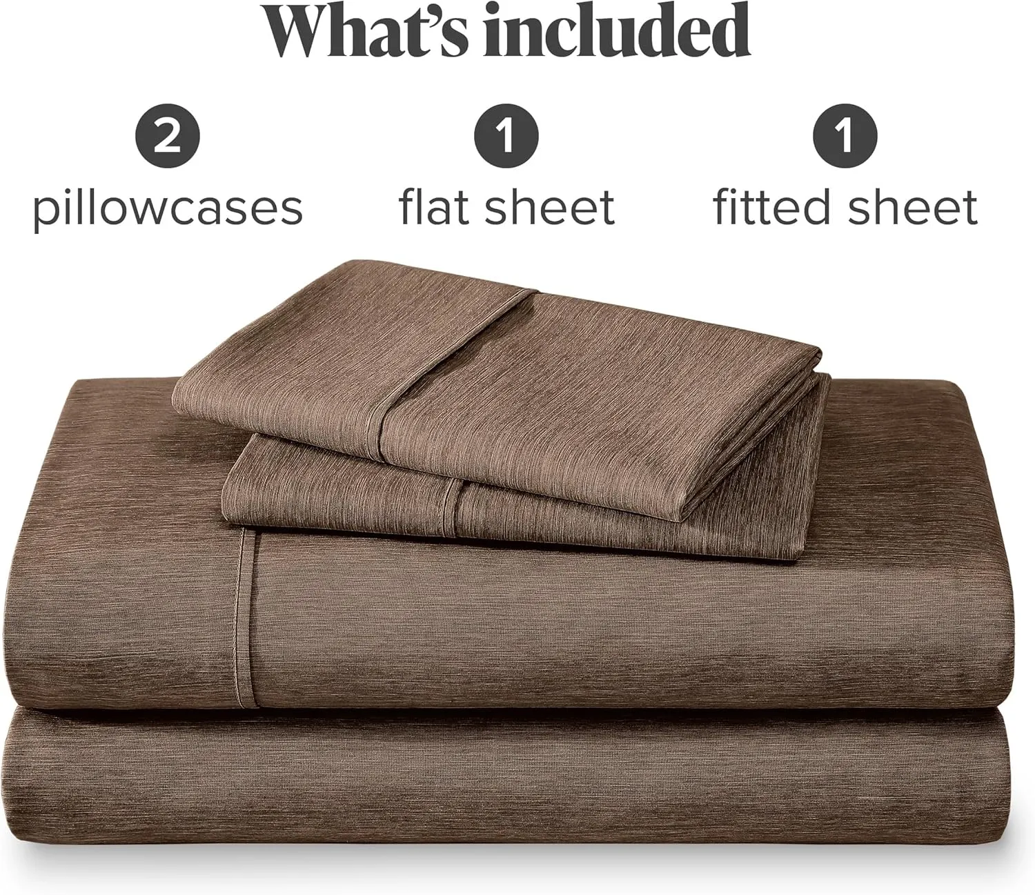 Bare Home Queen Sheet Set - Luxury 1800 Ultra-Soft Microfiber Bed Sheets - Double Brushed - Deep Pockets - Easy Fit - 4 Piece Set - Bedding Sheets & Pillowcases (Queen, Heathered Taupe)