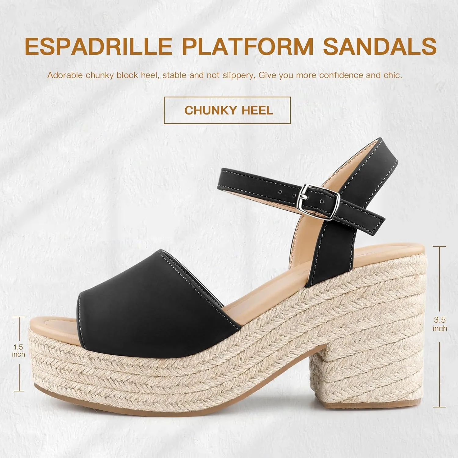 BCTEX COLL Espadrille Wedge Sandals Platform Casual Dressy Open Toe Ankle Strap Sandals for Women
