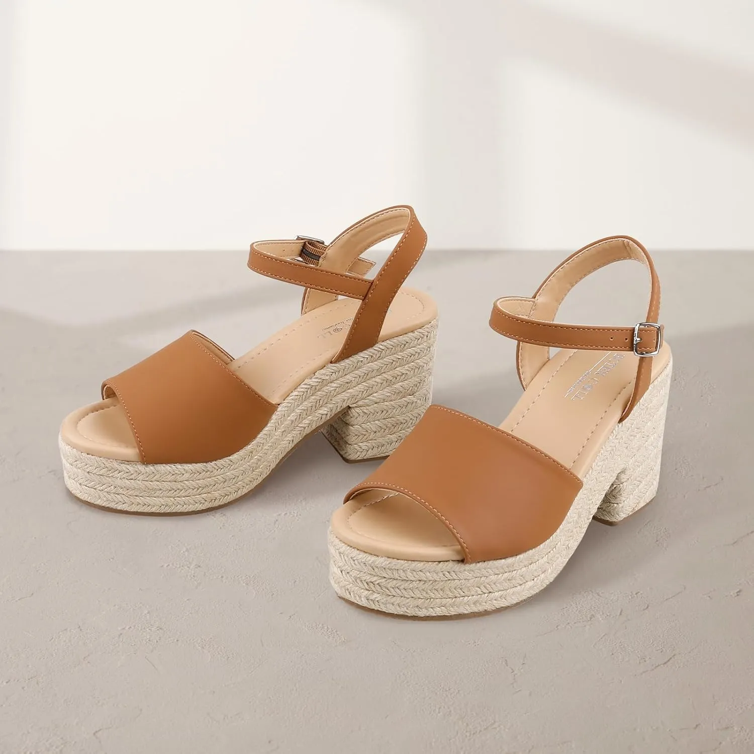 BCTEX COLL Espadrille Wedge Sandals Platform Casual Dressy Open Toe Ankle Strap Sandals for Women