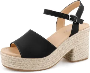 BCTEX COLL Espadrille Wedge Sandals Platform Casual Dressy Open Toe Ankle Strap Sandals for Women