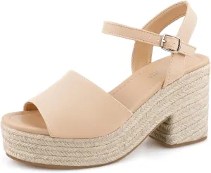 BCTEX COLL Espadrille Wedge Sandals Platform Casual Dressy Open Toe Ankle Strap Sandals for Women