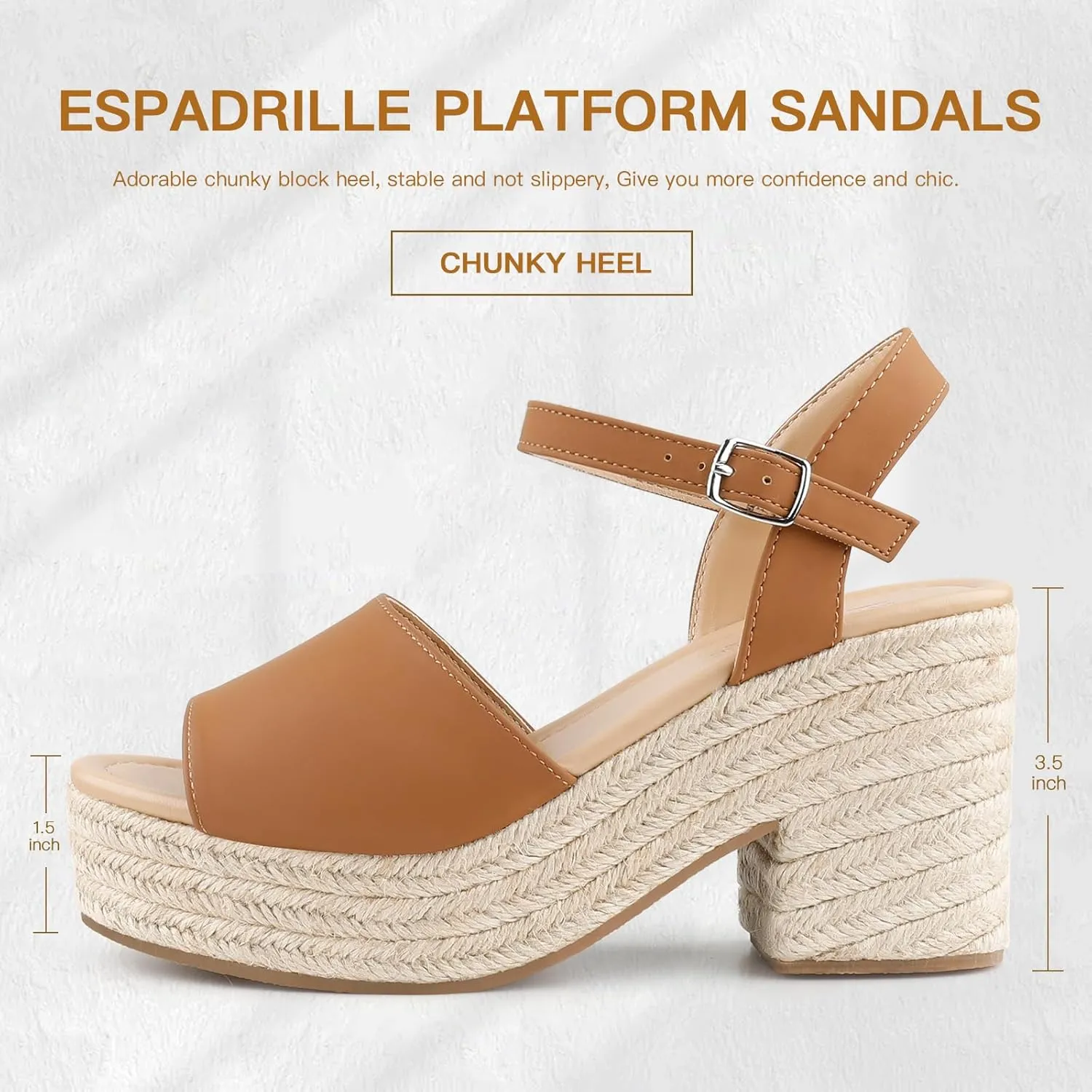 BCTEX COLL Espadrille Wedge Sandals Platform Casual Dressy Open Toe Ankle Strap Sandals for Women