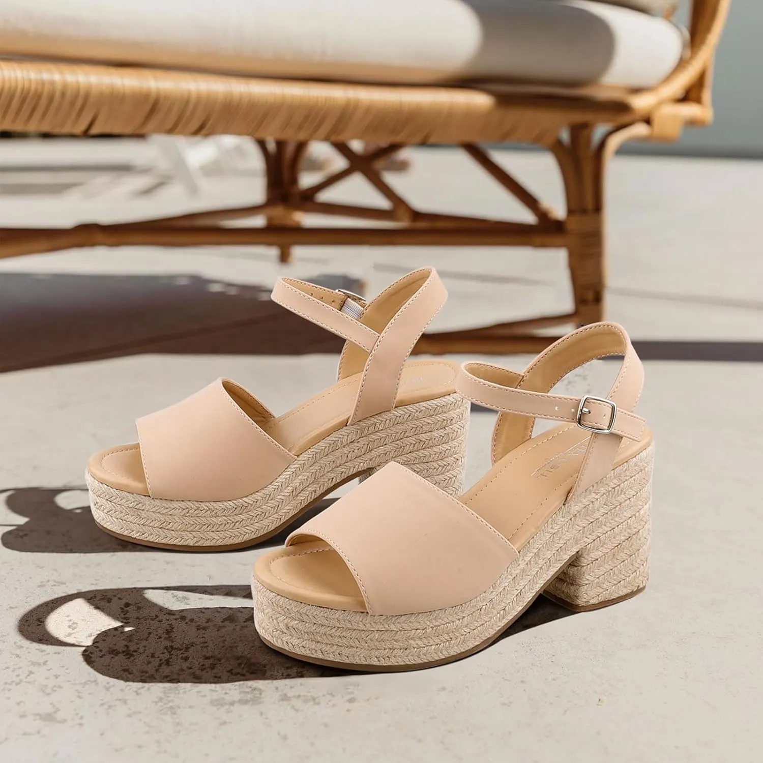 BCTEX COLL Espadrille Wedge Sandals Platform Casual Dressy Open Toe Ankle Strap Sandals for Women