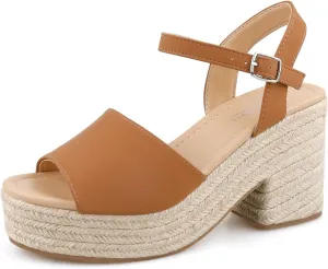 BCTEX COLL Espadrille Wedge Sandals Platform Casual Dressy Open Toe Ankle Strap Sandals for Women