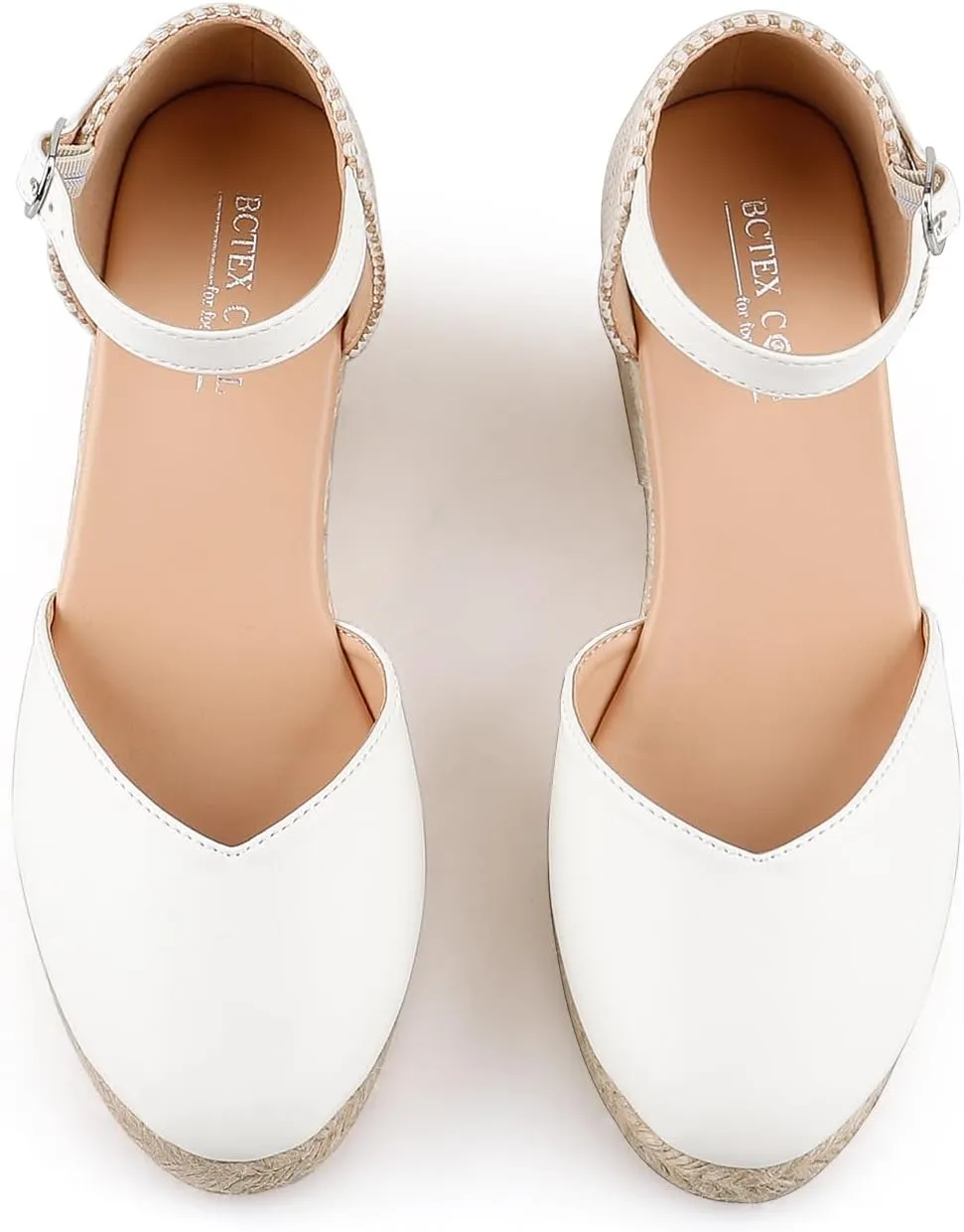 BCTEX COLL Women's Espadrilles Wedge Sandals Ankle Strap Platform Closed Toe Dressy Shoes