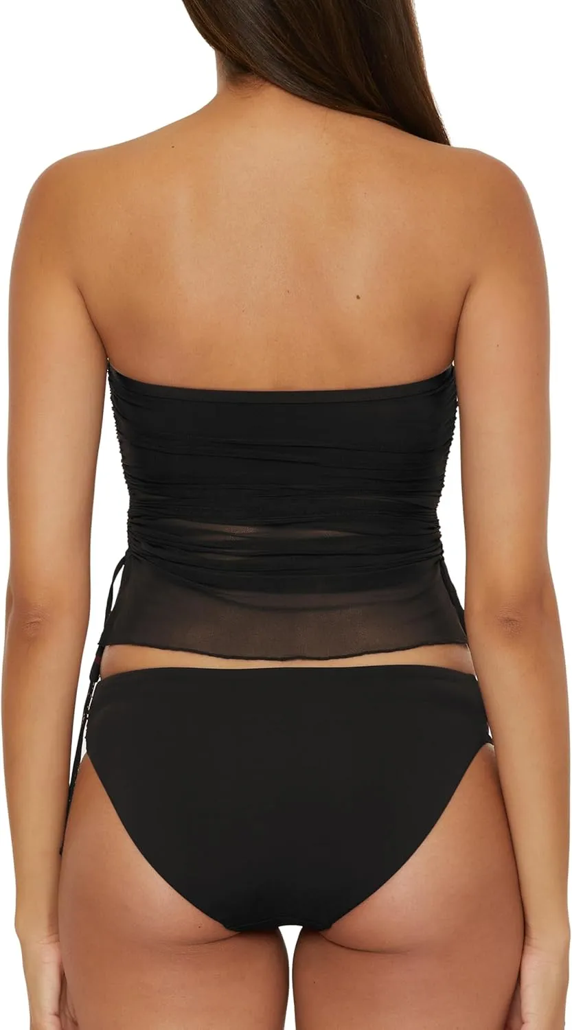 BECCA Women's Muse Bandeau Tankini, Casual, Pull On, Sheer, Swimsuit Tops