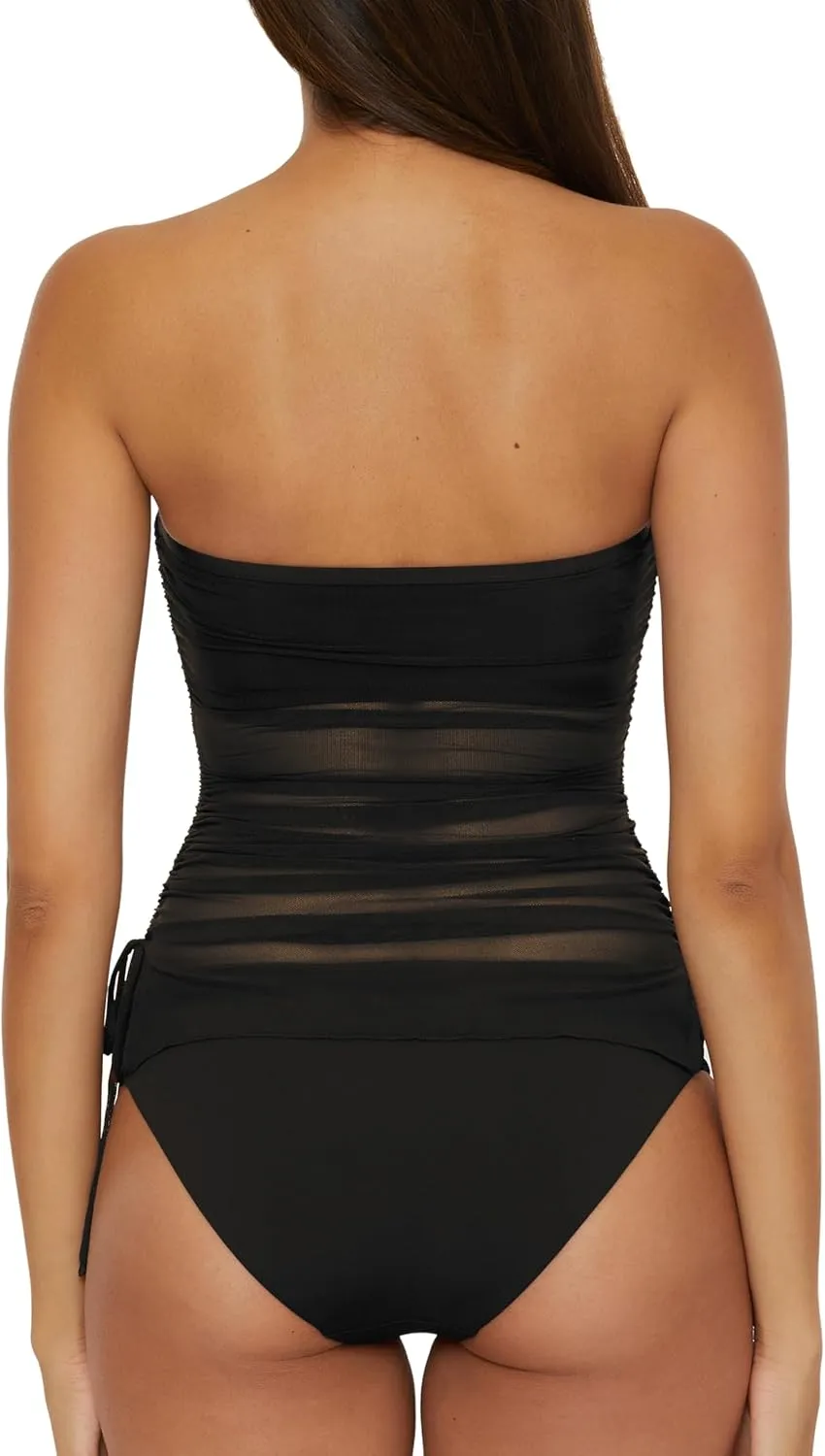 BECCA Women's Muse Bandeau Tankini, Casual, Pull On, Sheer, Swimsuit Tops